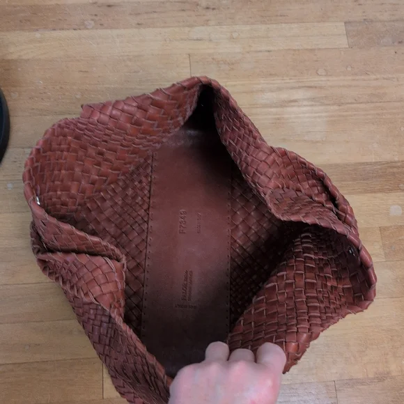 Falorni Luxury Woven Soft Leather Tote NWOT Reddish Brown - Picture 11 of 16